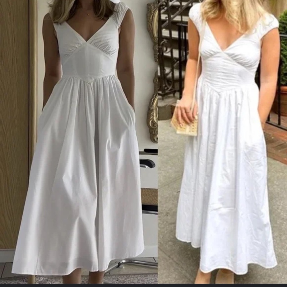 Abercrombie & Fitch White Midi Dress